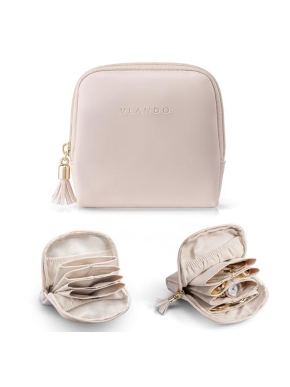Faux Leather Travel Jewelry Case Zipper Pouches
